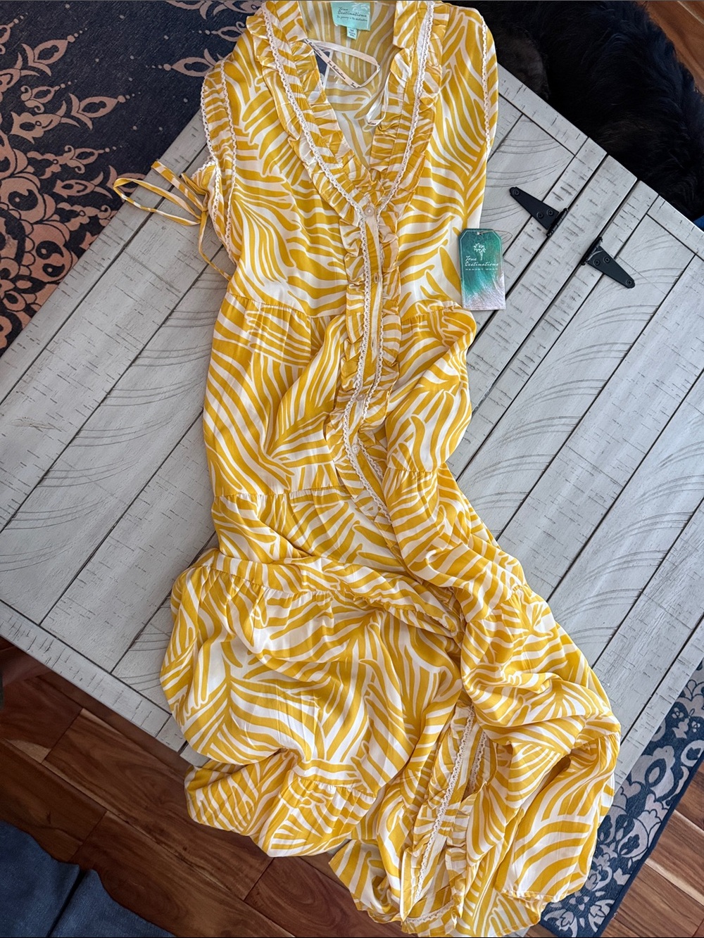 Yellow Zebra-Print Ruffle Maxi Dress by Lilly Pulitzer